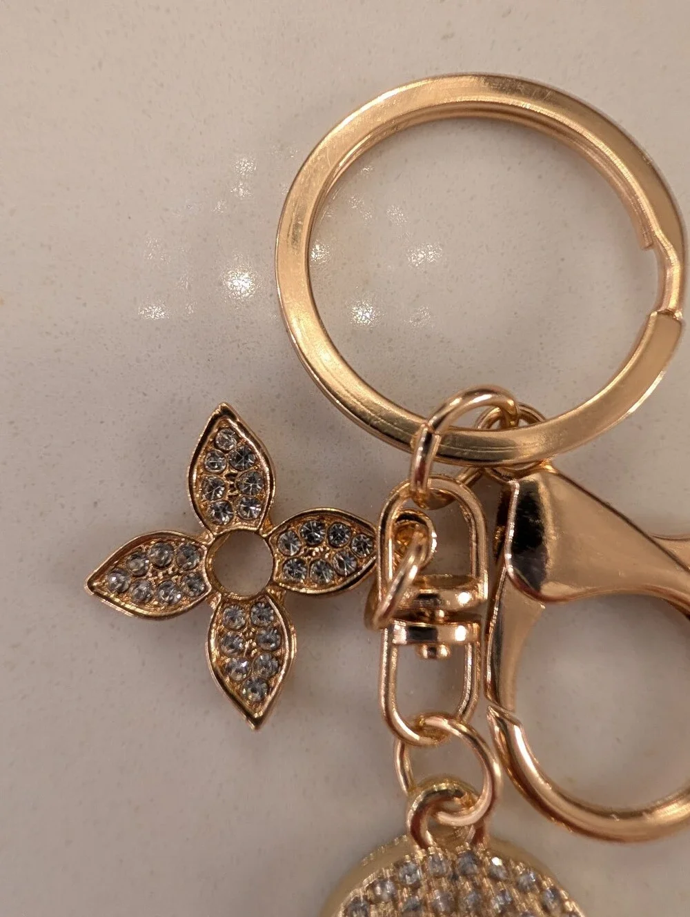 Gold And Pink Rhinestone Bag Charm/Key Chain